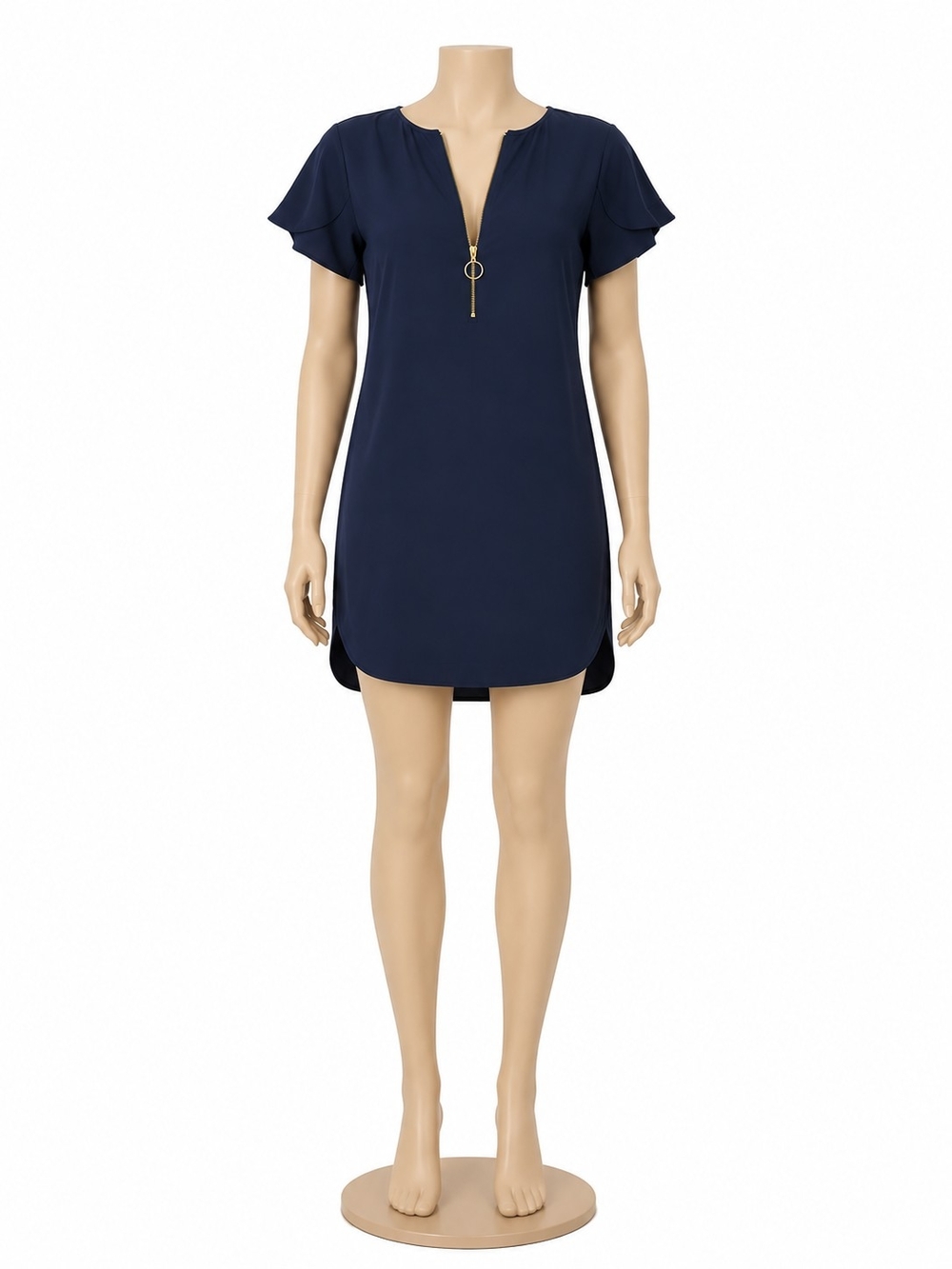 Trina Turk Navy V-Neck Zip Swim Cover-Up Tunic